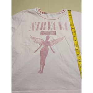 Nirvana Junior Size Large Crop Top Nirvana Logo Light Pink In Utero Logo Fairy